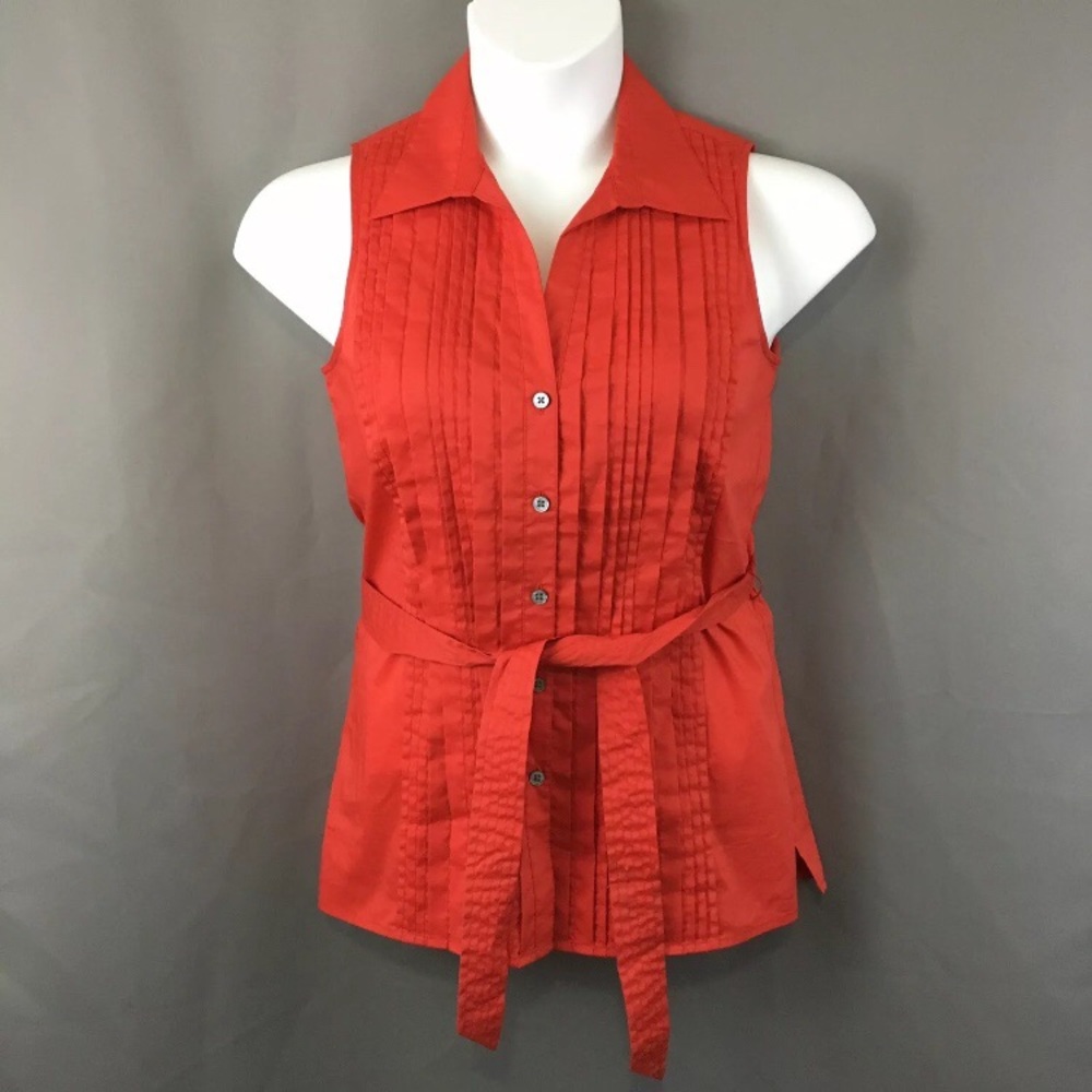 Tommy Bahama Blouse Button Up Orange Sleeveless